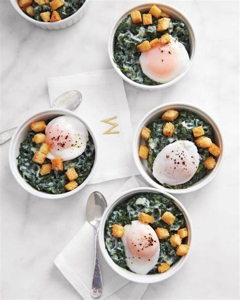 Creamed Spinach With Poached Eggs And Brioche Croutons Recipe Recipe