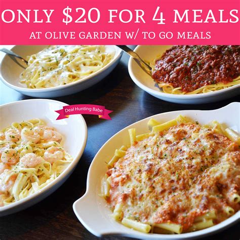 Omg Only 20 For 4 Meals Olive Garden W To Go Meals Deal Hunting Babe