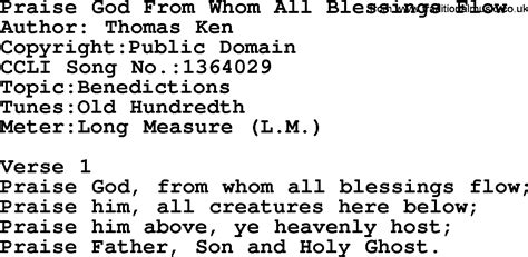 Most Popular Church Hymns And Songs Praise God From Whom All Blessings