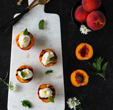 Grilled Peaches With Honey Cinnamon Ricotta Blissful Bites Blondie