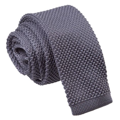 Mens Knitted Charcoal Tie