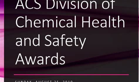 Chas Awards Symposium Acs Division Of Chemical Health And Safety