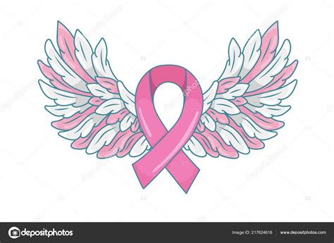 Pink Ribbon Spread Angel Wings Symbol Hope Support Breast Cancer Stock Vector By ©beanika 217624616