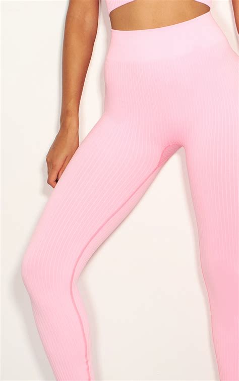 Pink Premium Ribbed Seamless Legging Active Prettylittlething Ie