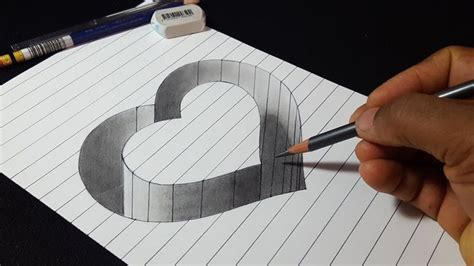 How To Draw 3d Hole Heart Shape Easy Trick Drawing Easy 3d Drawing