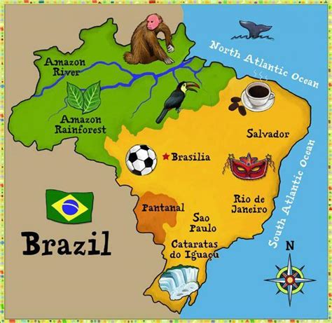 Brazil Map For Kids Map Of Brazil For Kids South America Americas