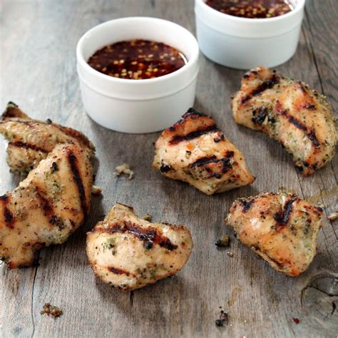 Seared right in our kitchens. grilled thai chicken nuggets