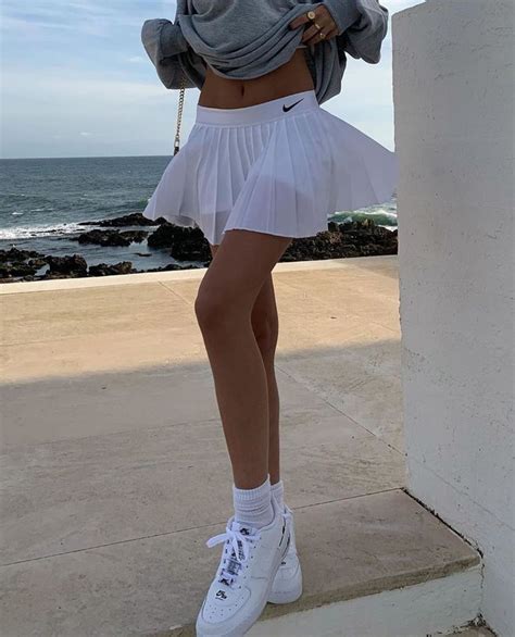 Sporty Style Tennis Skirt Outfit Tennis Clothes White Tennis Skirt