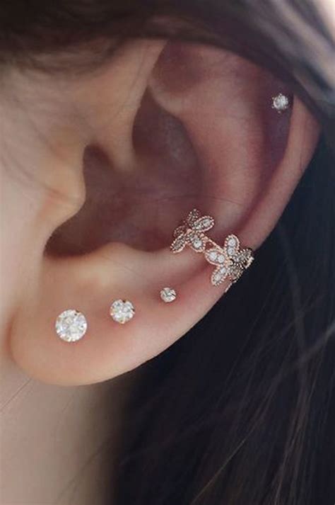 Cute Triple Earlobe Ear Piercing Ideas For Women Cute Ear Piercings