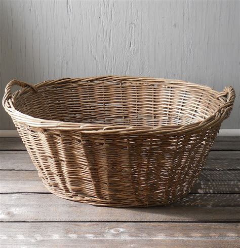 Vintage Wicker Laundry Basket Large Oval No 1 By Lisabretrostyle2