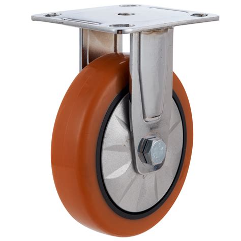 4 Inch Zinc Plated Swivel Orange Pu Wheel Medium Heavy Duty Casters For