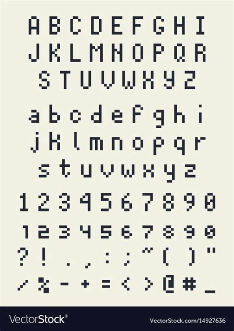 Pixel Retro Font Videogame Type 8 Bit Alphabet Letters And Numbers