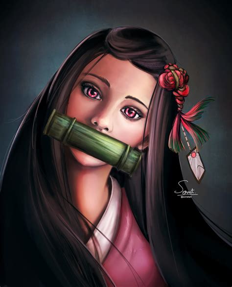 I Made A Nezuko Portrait Inspired From Akari Kito And References From