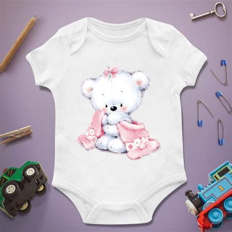 Cute Pink Teddy Bear With Blanket 100 Pure Cotton Baby Onesie Etsy