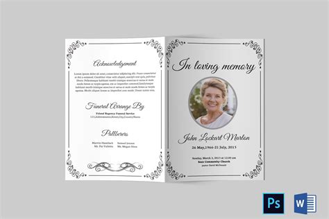 "Funeral Program Template | Funeral Program Template Word | Funeral