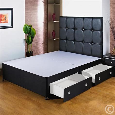 Hf4you 4ft 6 Double Black Divan Bed Base 2 Drawers Foot End No