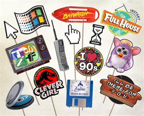 I Love The 90s 2 Photo Booth Party Props Digital Download Etsy