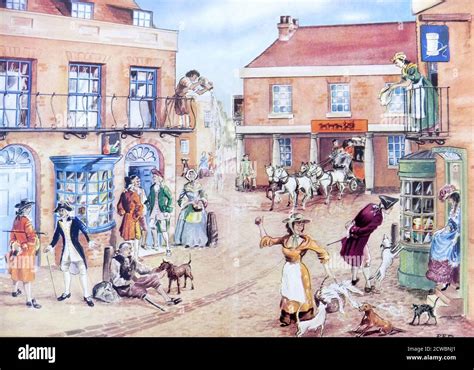 Illustration Showing An Early 19th Century English Street Scene With