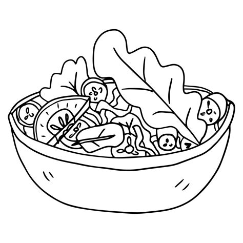 Cartoon Hand Drawn Doodle Bowl Of Salad 4705965 Vector Art At Vecteezy