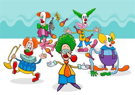 Premium Vector Circus Clowns Cartoon Characters