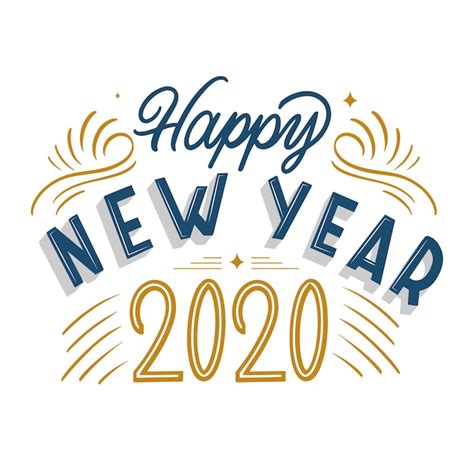 Frohes Neues Jahr 2020 Konzept Mit Schriftzug Kostenlose Vektor