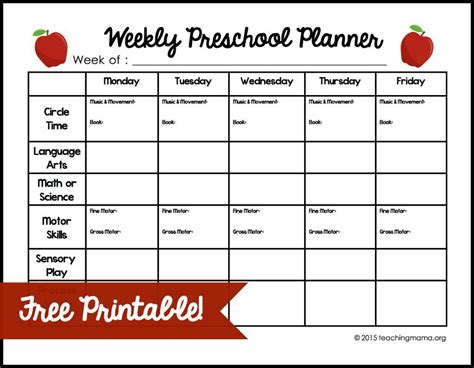Weekly Preschool Planner | Preschool lesson plan template, Preschool planner, Preschool weekly ...