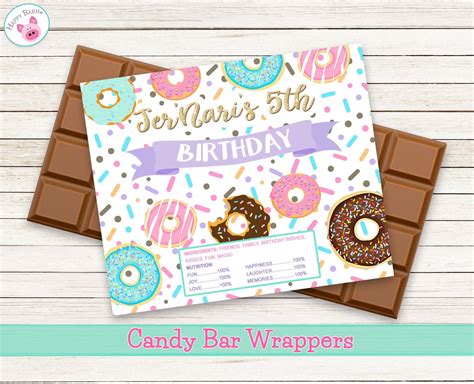 Printable Donut Candy Bar Wrapper Labels Donut Birthday Etsy Donut