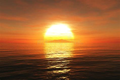 Sunset Sunrise And Sea 3d Render Stock Illustration Illustration Of