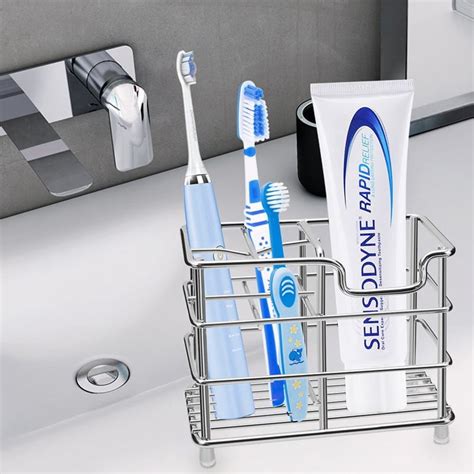 Stainless Steel Toothbrush Holder Multifunctional Toothpaste Holder For