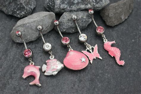 Pink Beach Navel Rings Belly Ring Seashell Belly Button Rings