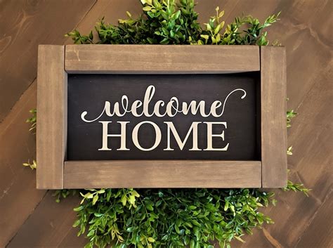Welcome Home Farmhouse Sign Welcome Home Wooden Sign Decor Etsy