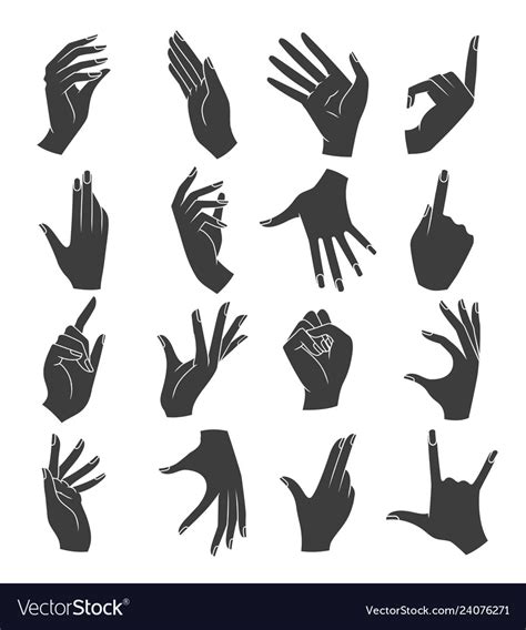 Woman Hands Gestures Silhouettes Royalty Free Vector Image