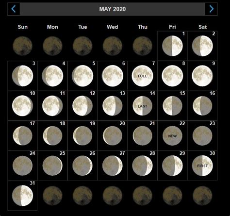 moon calendar   lunar phases    images