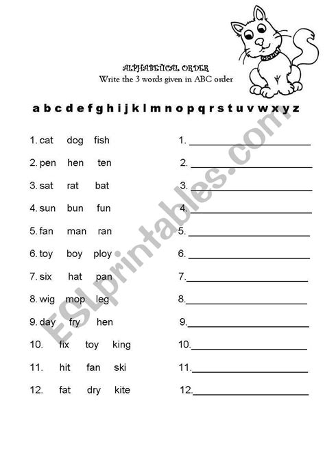 Printable Alphabetical Order Worksheets