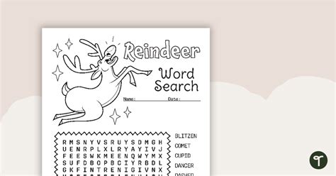 Christmas Word Search Santas Reindeer Teach Starter