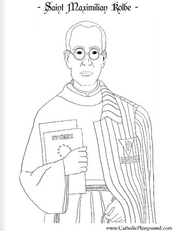 Catholic playground saints coloring pages. A coloring page for August 14th: Saint Maximilian Kolbe ...