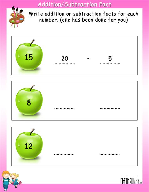 Write Addition Or Subtraction Fact For Each Number Math Worksheets