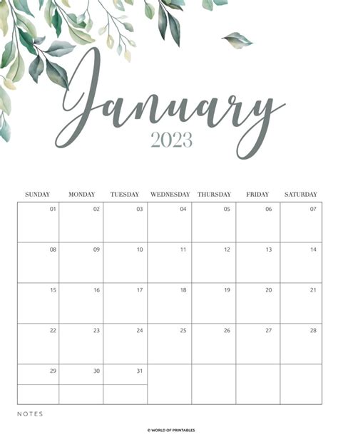 Free Printable January 2023 Calendars World Of Printables