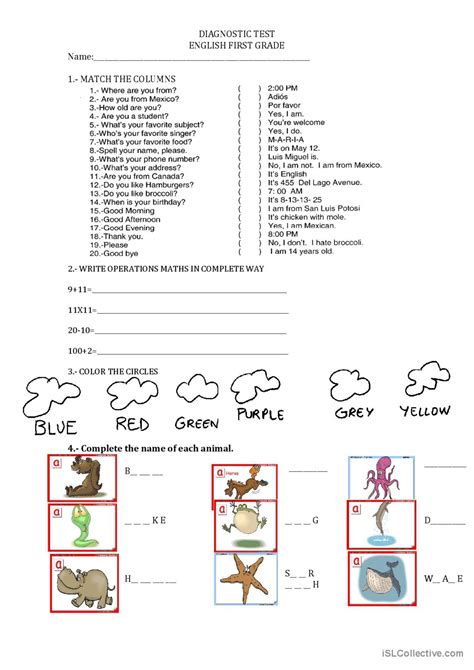 Diagnostic Test English Esl Worksheets Pdf And Doc