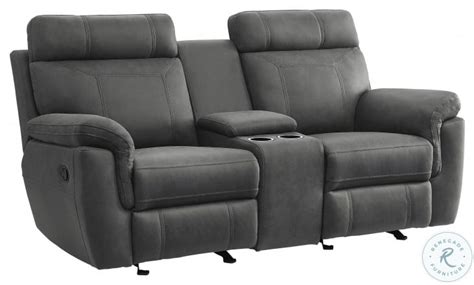 Clifton Gray Double Glider Reclining Loveseat With Center Console From