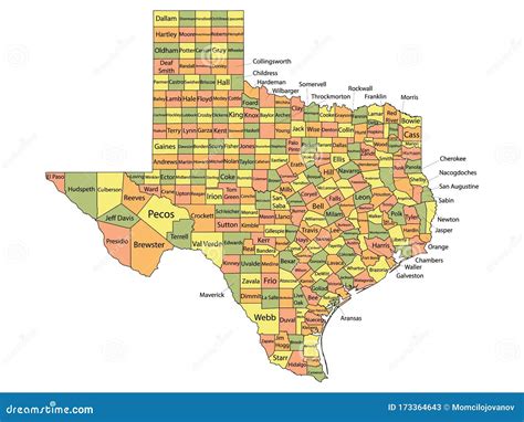 Texas County Map Cartoon Vector 173364643