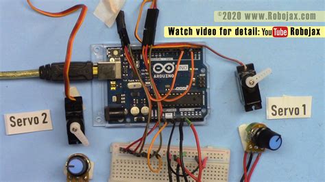 Control 2 Or More Servo With Potentiometers Using Arduino Robojax