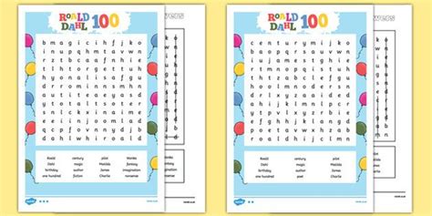 Roald Dahl 100 Word Search Skills Activities Writing Activities