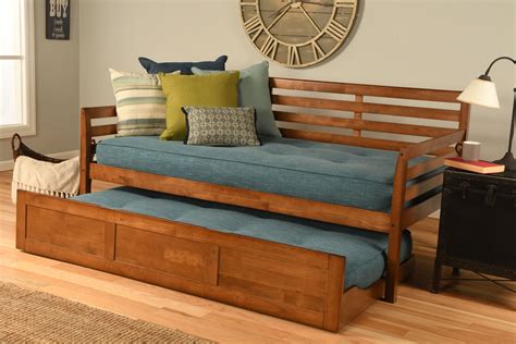Pine Canopy Boho Daybed Trundle Bed Barbados Finish Linen Aqua