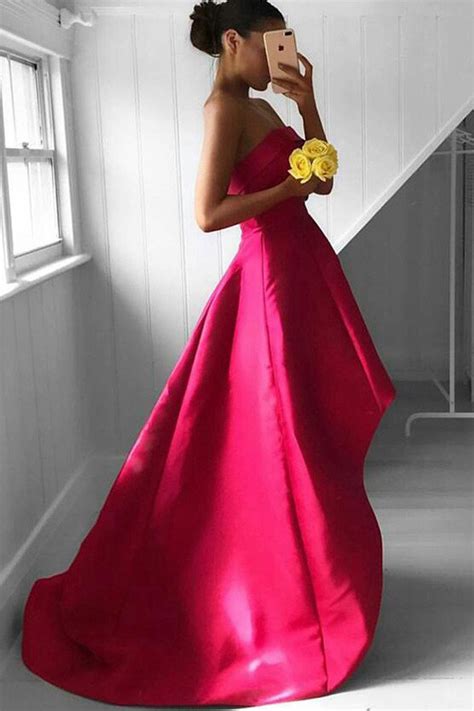 High Fashion A Line Strapless High Low Fuchsia Prom Dress On Luulla