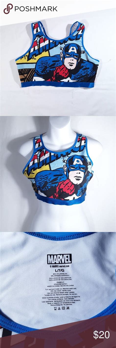 nwot marvel captain america avengers sports bra superhero captain america fashion design