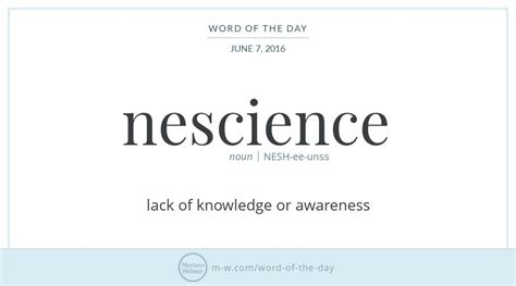 Word Of The Day Nescience Uncommon Words Words Word Of The Day