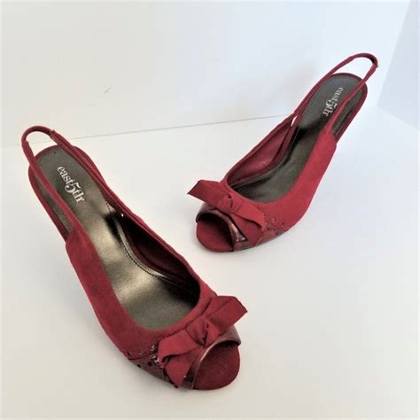 east 5th shoes east 5th cherry red suede peep sling heels pumps poshmark