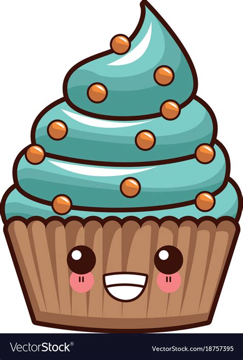 Cupcake Delicious Dessert Kawaii Cute Cartoon Vector Image