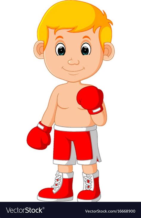 Cute Boy Boxing Cartoon Royalty Free Vector Image สอนวาดรูป กีฬา